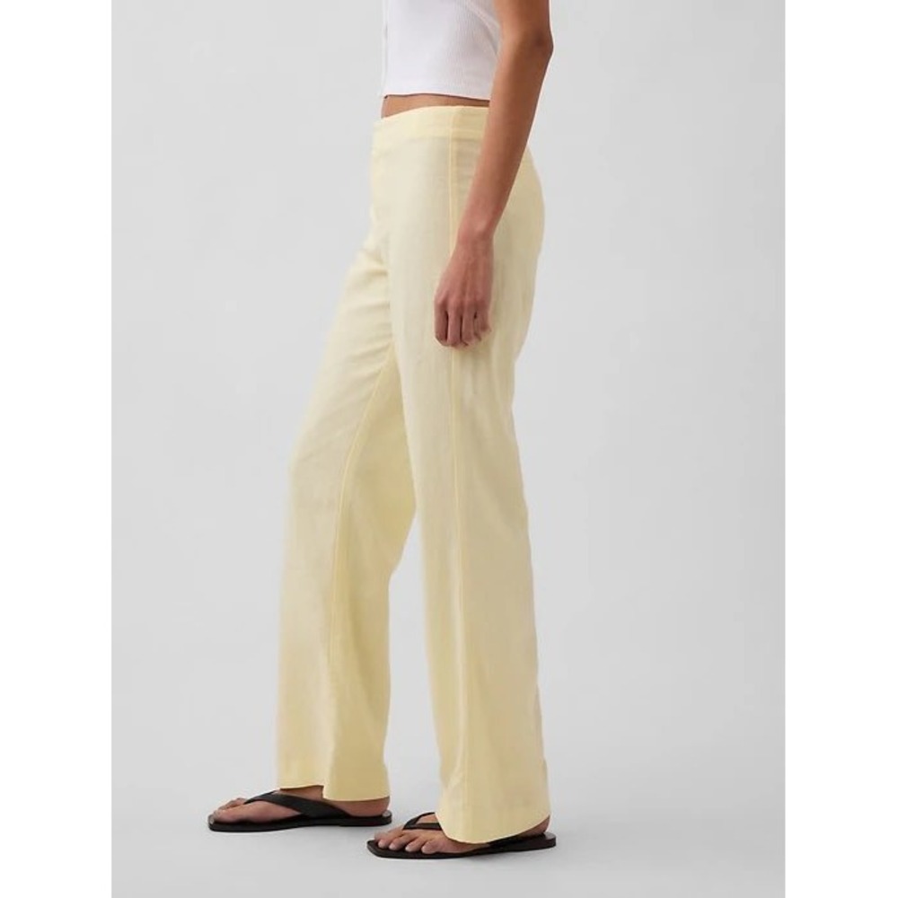 GAP Linen Blend Wide Leg Pants Butter Yellow Size 16 Tall High Rise